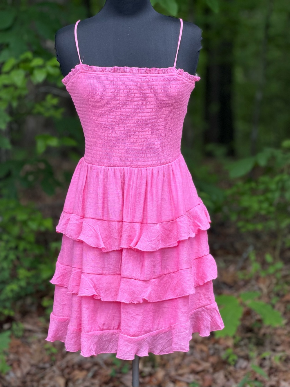 Francesca's Collections Hot Pink Ruffle Mini Dress